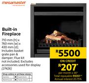 Megamaster Built In Fireplace-710mm(h) x 760mm(w) x 430mm(d)