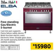 Italian Made Elba Free Standing Gas/Electric 5 Burner