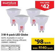 Eurolux 3W 4 Pack LED Globe-Per Pack