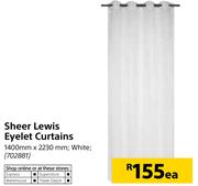 Sheer Lewis Eyelet Curtains White-1400mm x 2230mm Each