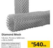Diamond Mesh 1.8mm; 75mm x 1200mm x 30m-Each