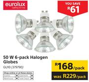 Eurolux 50W 6 Pack Halogen Globes GU10-Per Pack