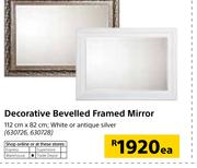 Decorative Bevelled Framed Mirror 112cmX82cm-Each