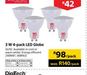 Eurolux 3W 4 Pack LED Globe-Per Pack