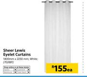 Sheer Lewis Eyelet Curtains White-1400mm x 2230mm Each