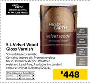 Fired Earth Velvet Wood Gloss Varnish-5Ltr