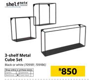 Shelfmate 3 Shelf Metal Cube Set In Black Or White-Each