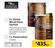 Fired Earth 5L Preservative Wood Gloss Varnish-Each