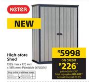 Keter High Store Paintable Shed 1395mm x 770mm x 1815mm