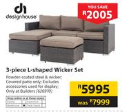 Design House 3 Piece L-Shaped Wicker Set