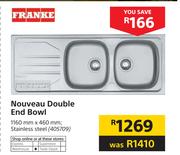 Franke Nouveau Stainless Steel Double End Bowl 1160mm x 460mm 
