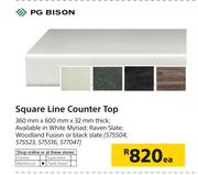 PG Bison Square Line Counter Top 360mm x 600mm x 32mm Thick-Each