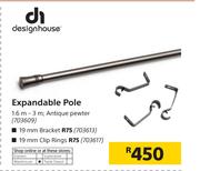 Designhouse Expandable Pole Antique Pewter 1.6m-3m
