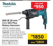 Makita 800W 26mm 2.3J SDS Plus Rotary Hammer M8701B