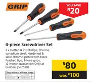 Grip 4 Piece Screwdriver Set