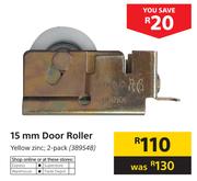 15mm Door Roller Yellow Zinc 2-Pack