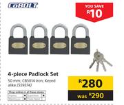 CoBolt 4 Piece Padlock Set 50mm CB5014 Iron With Keyed Alike