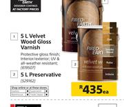 Fired Earth 5L Preservative Wood Gloss Varnish-Each