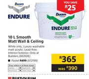 Duram Endure 10Ltr Smooth Matt Wall & Ceiling