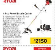 Ryobi 43cc Petrol Brush Cutter