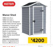 Keter Manor Shed 1980mm (h) x 1040mm (w) x 1300mm (d)