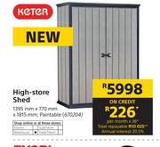 Keter High Store Paintable Shed 1395mm x 770mm x 1815mm