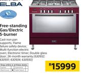 Elba 5-Burner Free-Standing Gas/Electric 