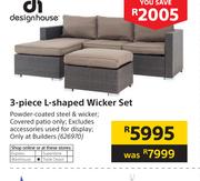 Design House 3 Piece L-Shaped Wicker Set