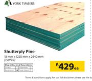 York Timbers Shutterply Pine 18mm x 1220mm x 2440mm-Each