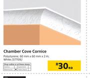 Chamber Cove Cornice (Polystyrene White) 60mm x 60mm x 2m-Each 