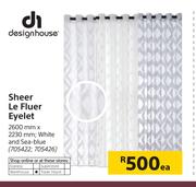Design House Sheer Le Fluer Eyelet 2600mm x 2230mm-Each