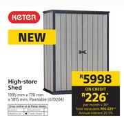 Keter High Store Shed 1395mm x 770mm x 1815mm