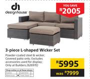 Design House 3 Piece L-Shaped Wicker Set