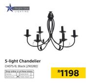 Bright Star 5 Light Chandelier Black CH075/6