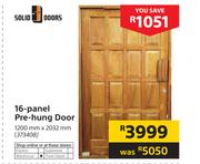 Solid Doors 16-Panel Pre-Hung Door 1200mm X 2032mm