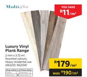 Multi FLor Luxury Vinyl Plank Range 2mm X 3.72 -Per Sqm