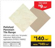 Polished Porcelain Tile Range 600mm X 600mm-Per Sqm