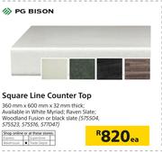 PG Bison Square Line Counter Top-360mm X 600mm X 32mm Thick-Each