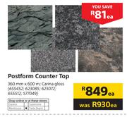 Postform Counter Top 360mm X 600m-Each