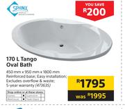 Sphinx 170 L Tango Oval Bath-450mm X 950mm X 1800mm