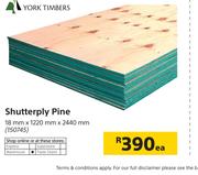 York Timbers Shutterply Pine 18mm X 1220mm X 2440mm-Each