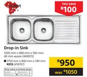 Cam Drop-In Sink-1200mm X 480mm X160mm