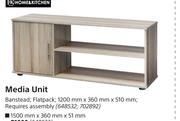 Home & Kitchen Media Unit 1200mm x 360mm x 510mm