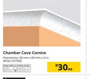 Chamber Cove Cornice Polystyrene White 60mm x 60mm x 2m-Each 