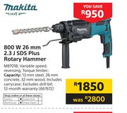 Makita 800W 26mm 2.3J SDS Plus Rotary Hammer M8701B