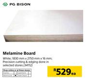 PG Bison Melamine Board White 1830mm X 2750mm X 16mm-Each