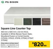 PG Bison Square Line Counter Top-360mm X 600mm X 32mm Thick-Each