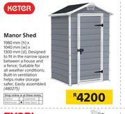 Keter Manor Shed-1980mm(h) x 1040mm(w) x 1300mm(d)