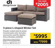 Design House 3 Piece L-Shaped Wicker Set