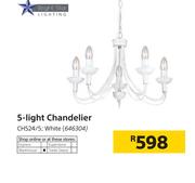 Bright Star 5 Light Chandelier White CH524/5